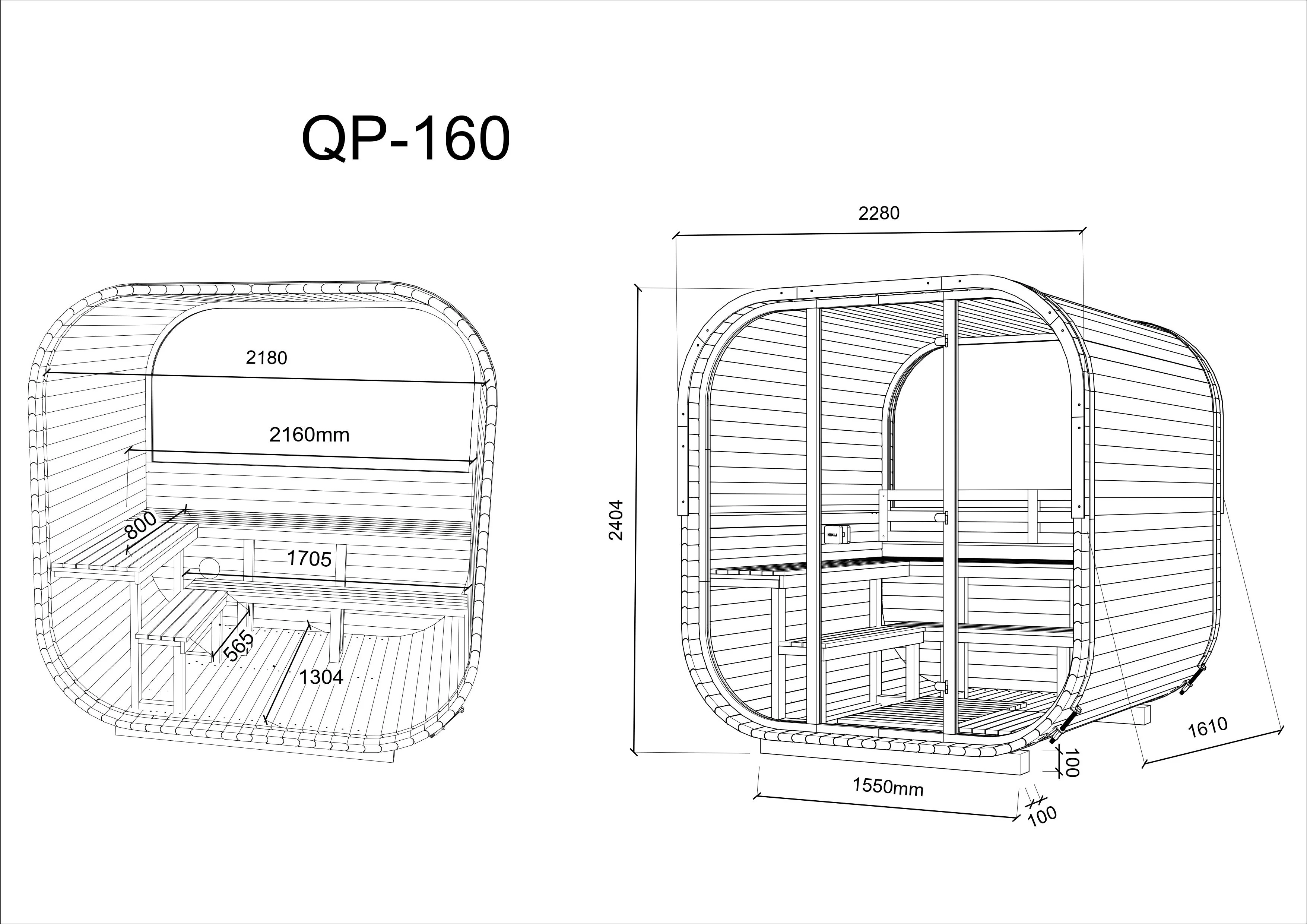 Hekla Cube 160 - 2 Person Outdoor Sauna - Image 9